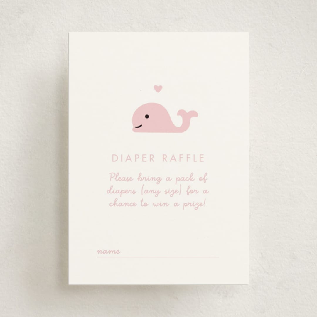 "Baby Whale On The Way" - Baby Shower Mini Insert Cards in Baby Pink by mo kelley - Front