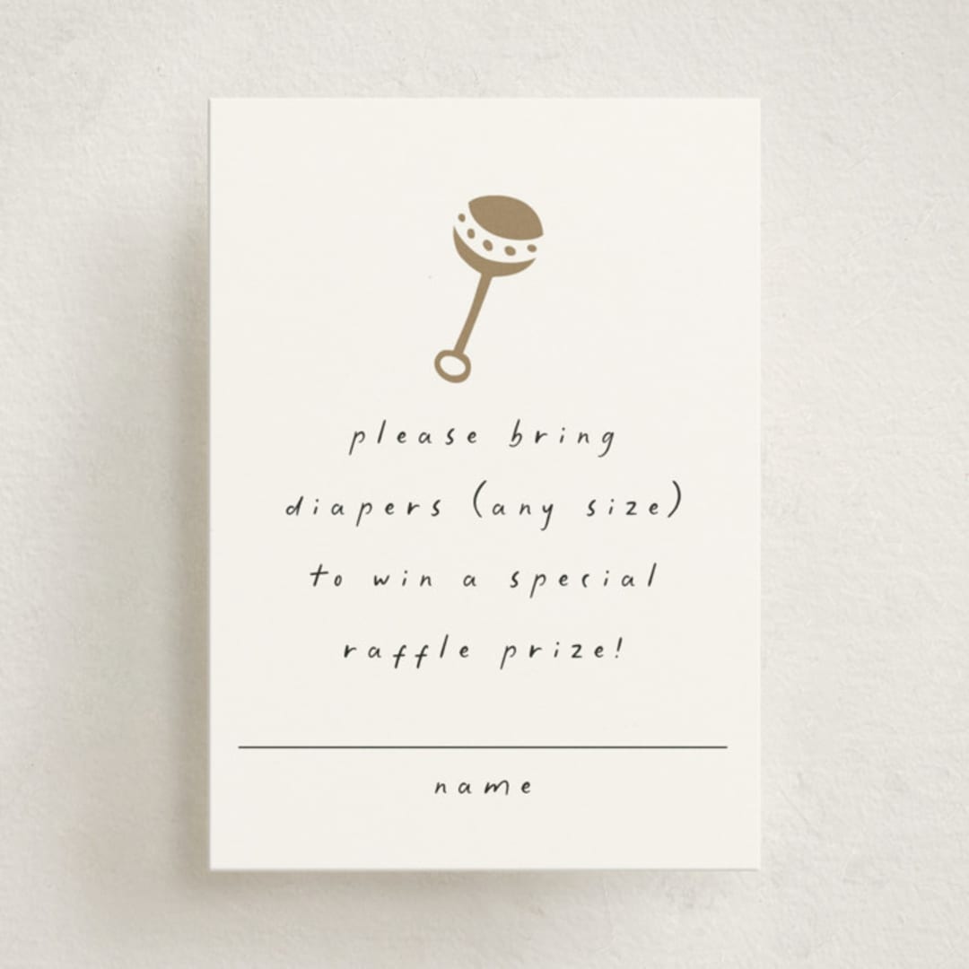 "Foil Rattle" - Baby Shower Mini Insert Cards in Cotton by Stacy Maalouf - Front