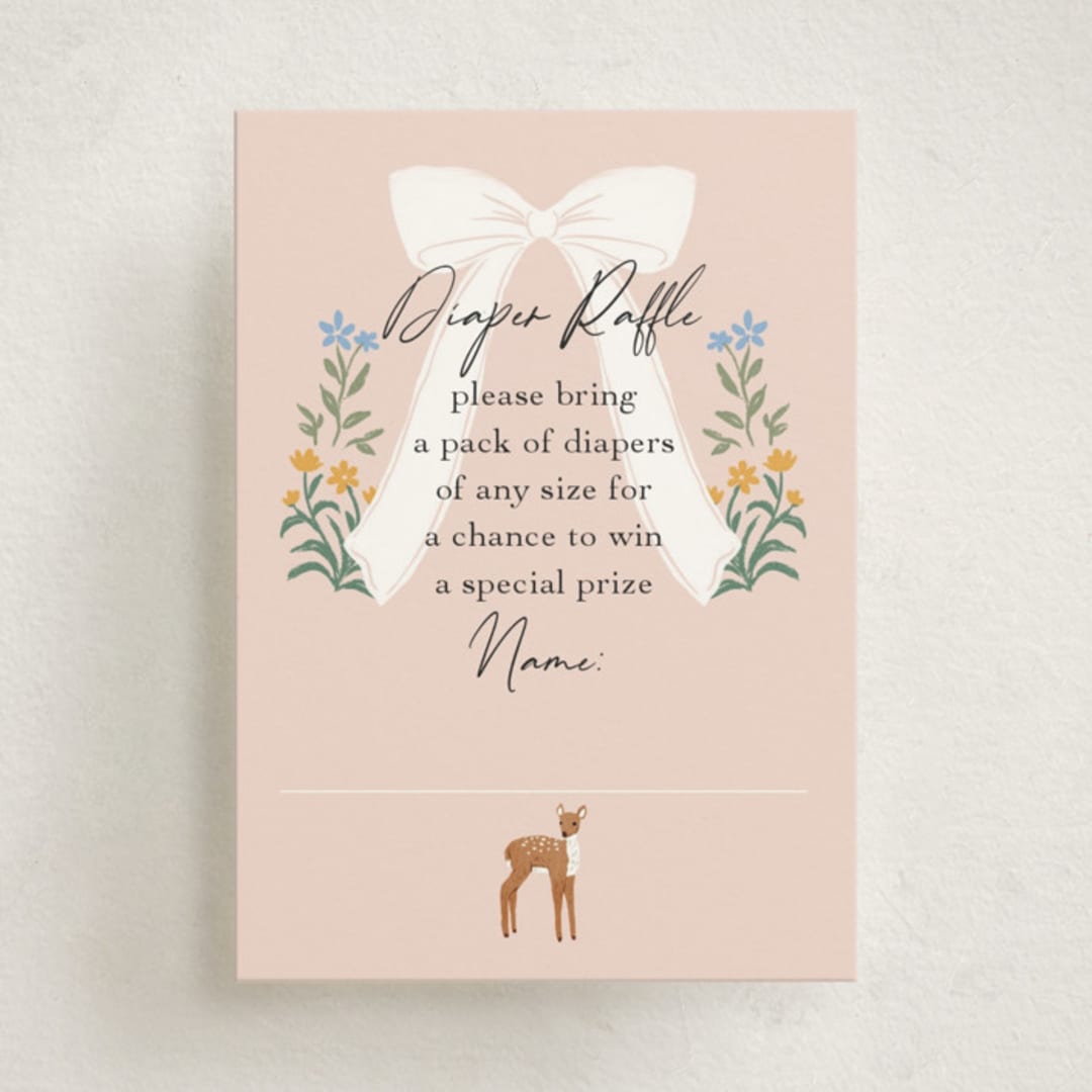 "Ribbon In Bloom" - Baby Shower Mini Insert Cards in Petal by Elly - Front