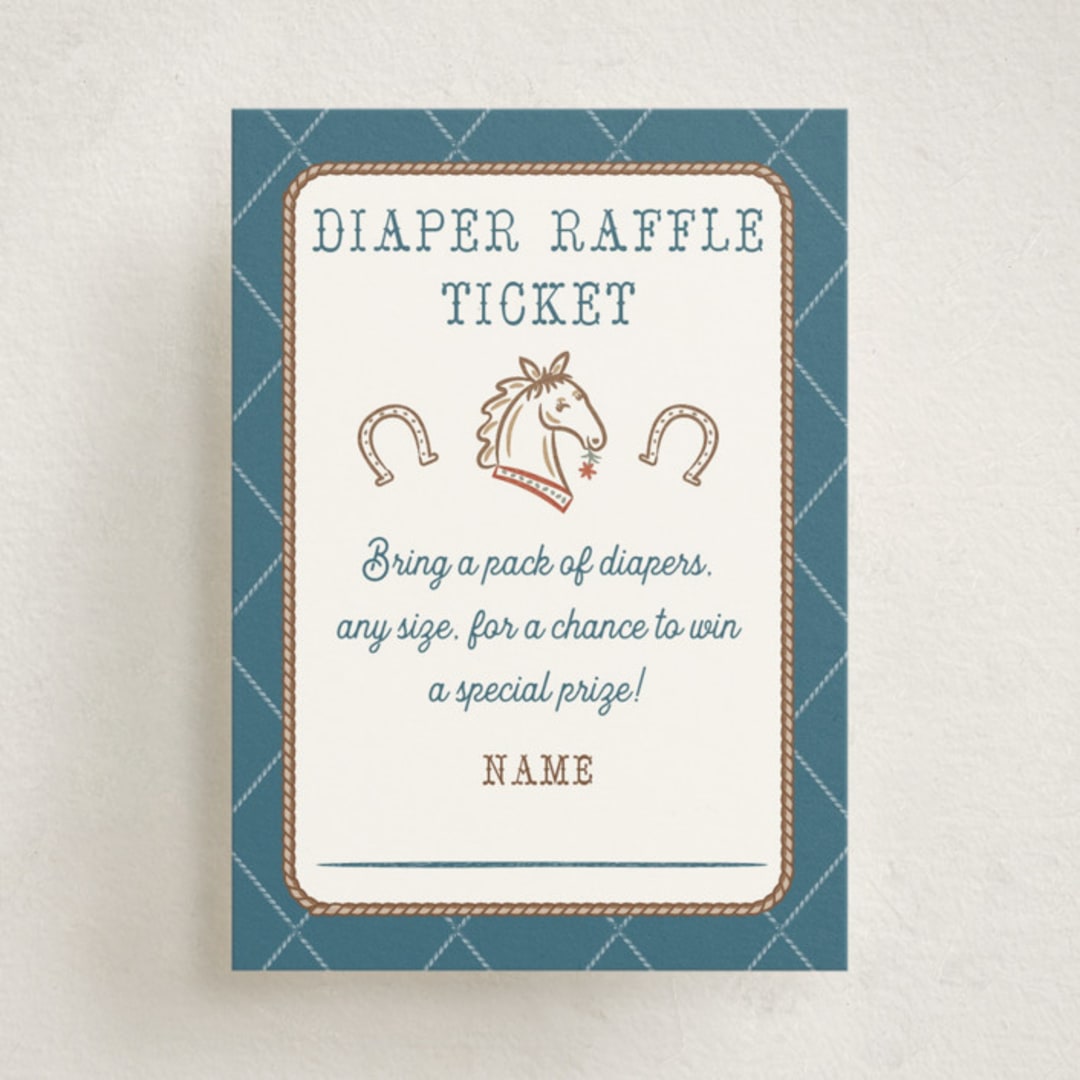 "Cowboy Baby" - Baby Shower Mini Insert Cards in Denim by Paper Sun Studio - Front