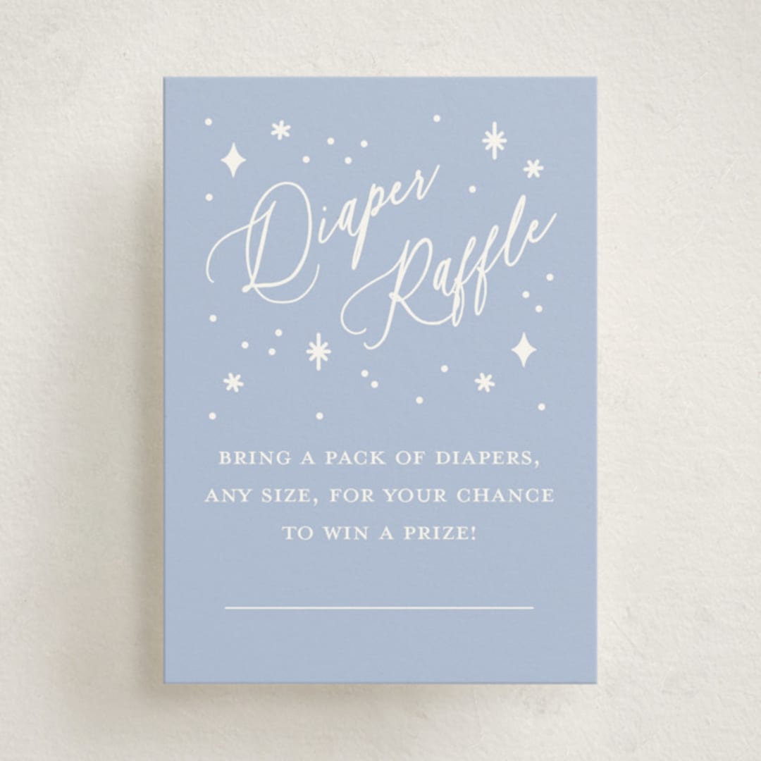 "Bows & Banners" - Baby Shower Mini Insert Cards in Baby Blue by Paper Raven Co. - Front