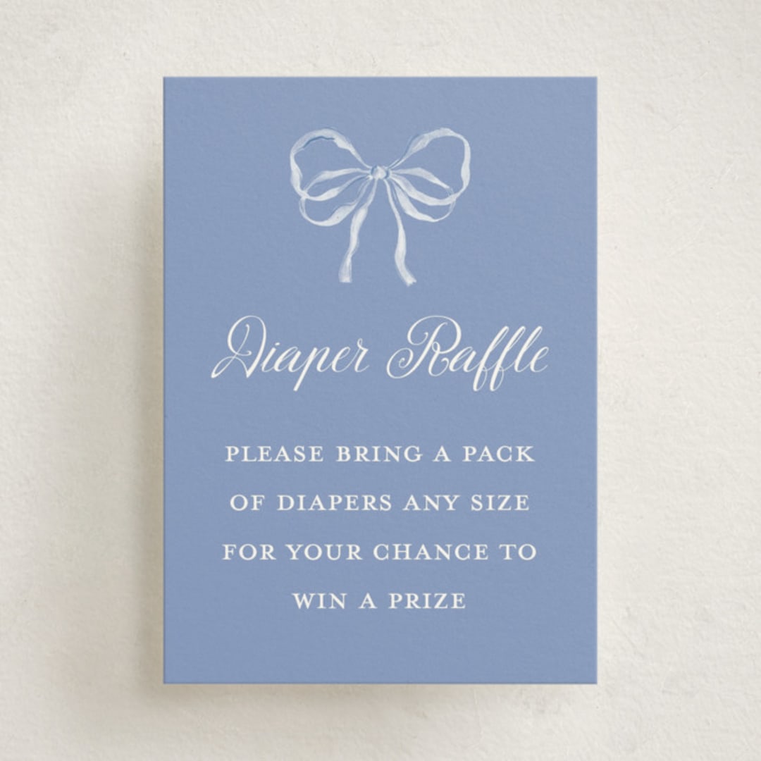 "Garden Ribbon" - Baby Shower Mini Insert Cards in Bluebell by Sarah Knight - Front