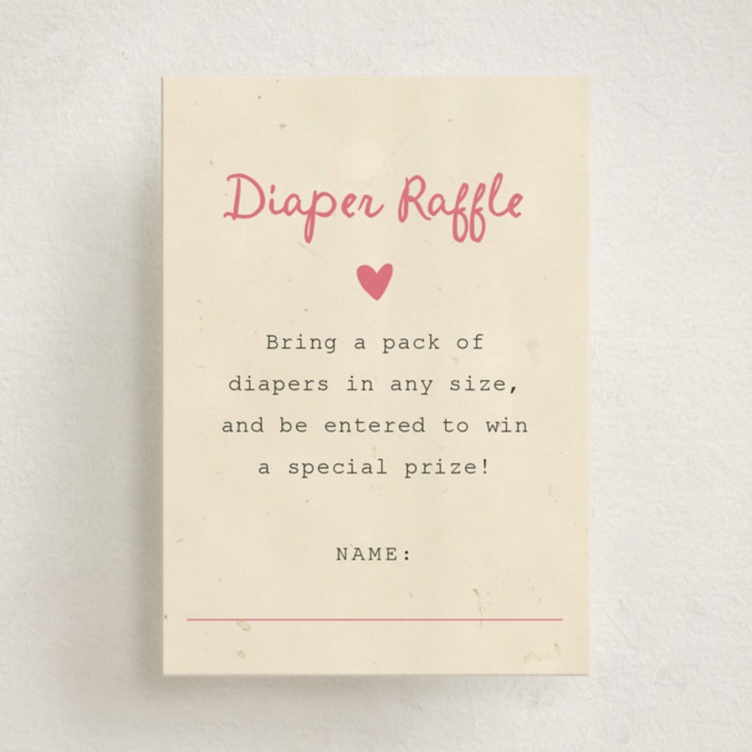 "Build a Library" - Baby Shower Mini Insert Cards in Peony by Ilene Guy - Front