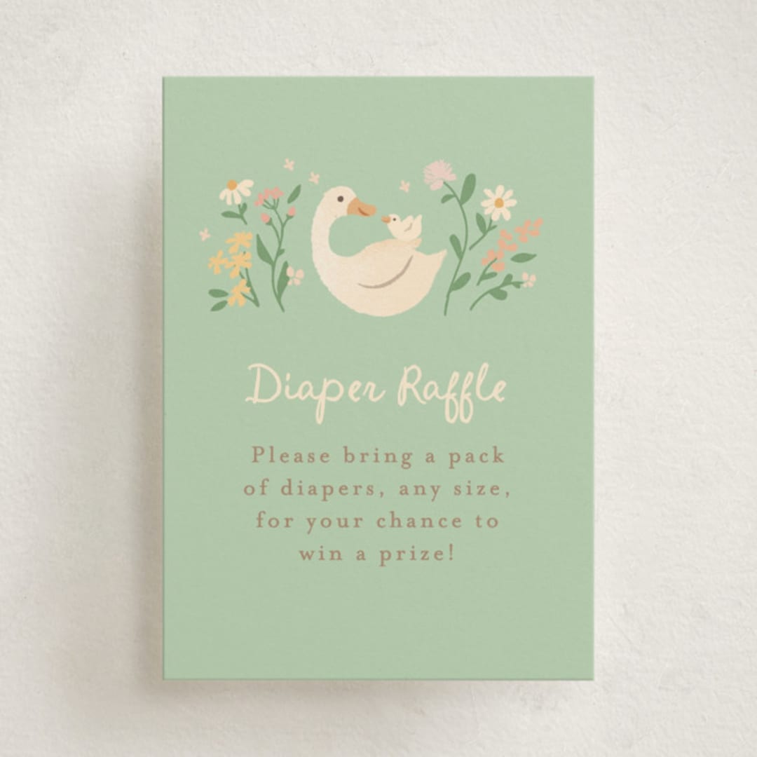 "Garden animals" - Baby Shower Mini Insert Cards in Mint by Jennifer Wick - Front