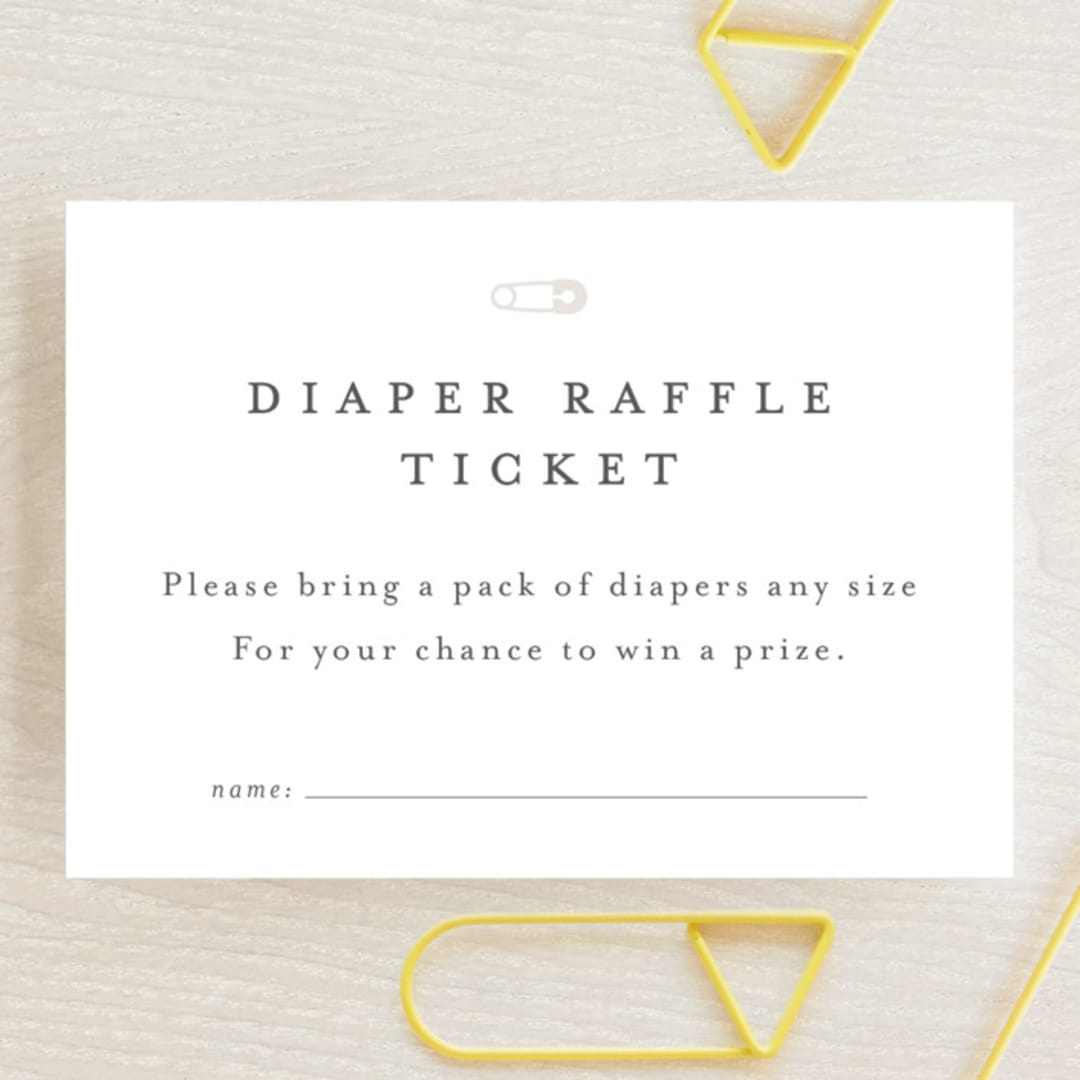 "Classic Diaper Raffle" - Baby Shower Mini Insert Cards in Baby Powder by Minted - Front