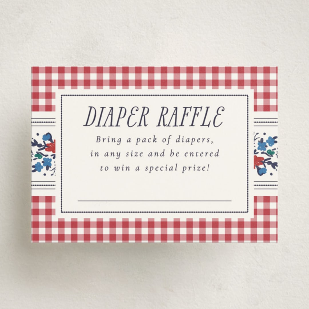 "Pattern Mix" - Baby Shower Mini Insert Cards in Tomato by Emily Sabol Goss - Front