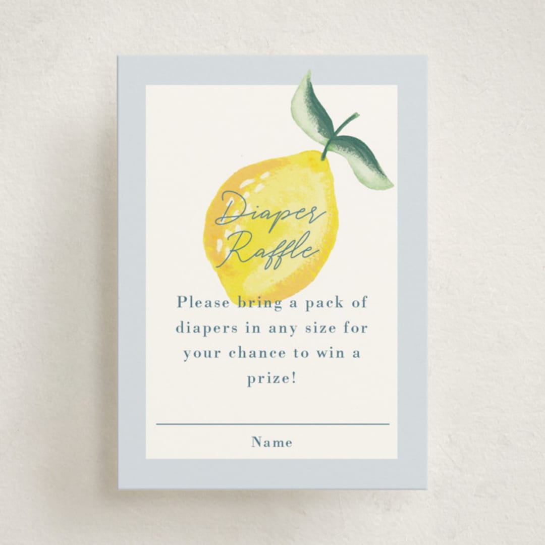 "Lemons" - Baby Shower Mini Insert Cards in Pale Blue by Megan Cash - Front