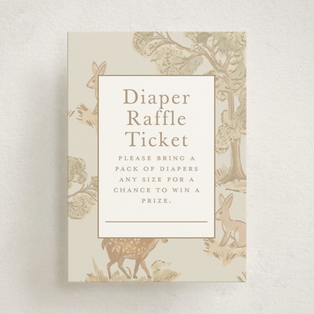 "Woodland Animals Toile" - Baby Shower Mini Insert Cards in Bamboo by Teju Reval - Front