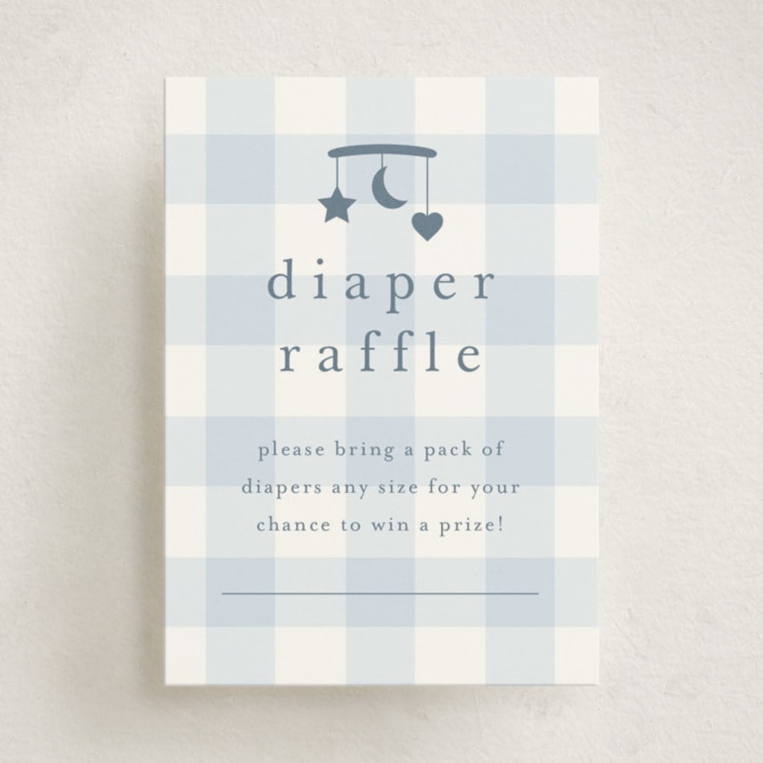 "Gingham Mobile" - Baby Shower Mini Insert Cards in Baby blue by Stacey Meacham - Front