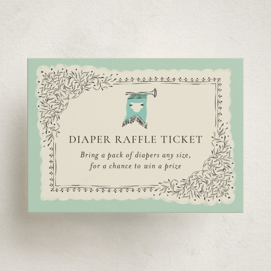 "Little Welcome" - Baby Shower Mini Insert Cards in Seafoam by Jackie Crawford - Front