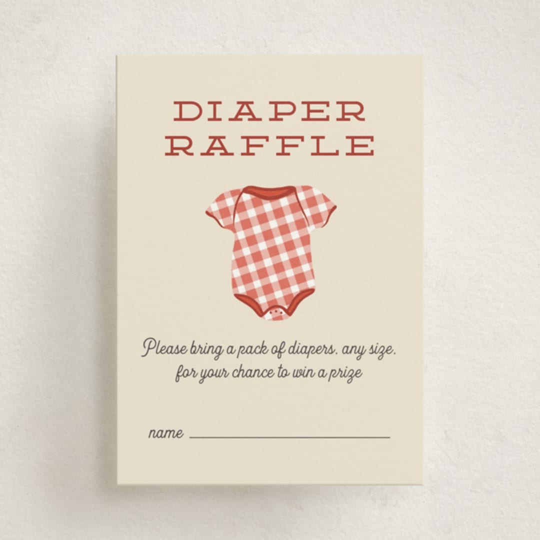 "Baby-Q" - Baby Shower Mini Insert Cards in Ketchup by Jamie Alexander - Front