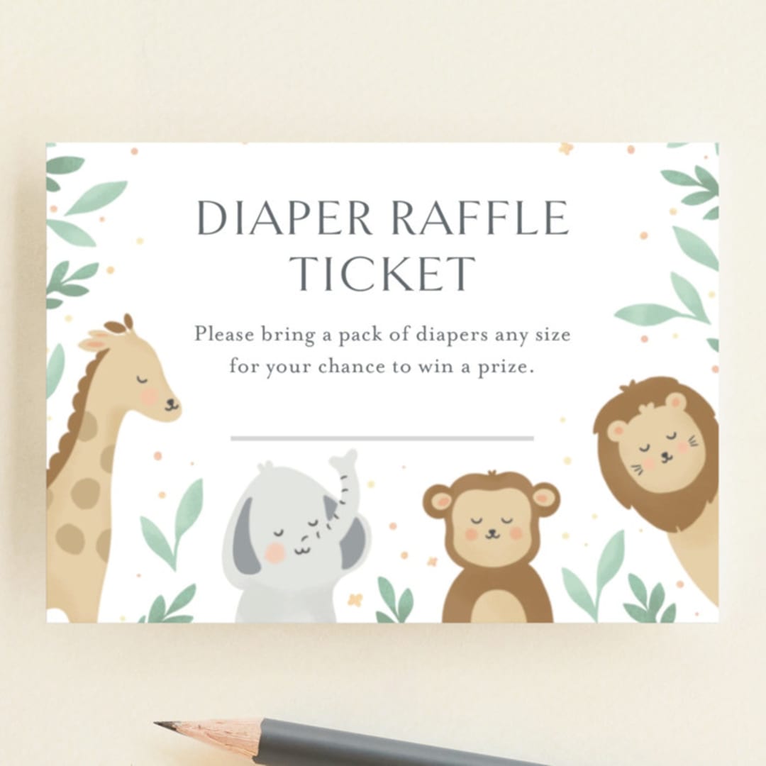 "Jungle Animals" - Baby Shower Mini Insert Cards in Mint by Christy Hy Lee - Front