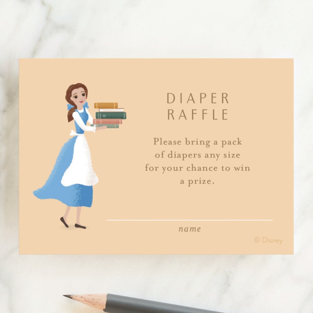 "Disney's Belle's books" - Baby Shower Mini Insert Cards in Hicory by Jennifer Wick - Front