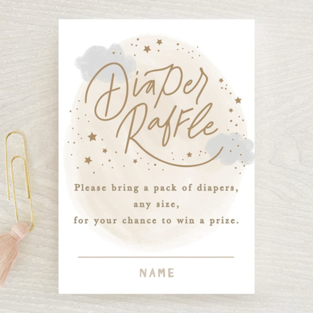 "Moon and stars" - Baby Shower Mini Insert Cards in Latte by Creo Study - Front