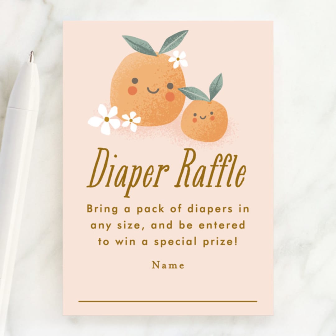 "little cutie oranges" - Baby Shower Mini Insert Cards in Peach by Karidy Walker - Front