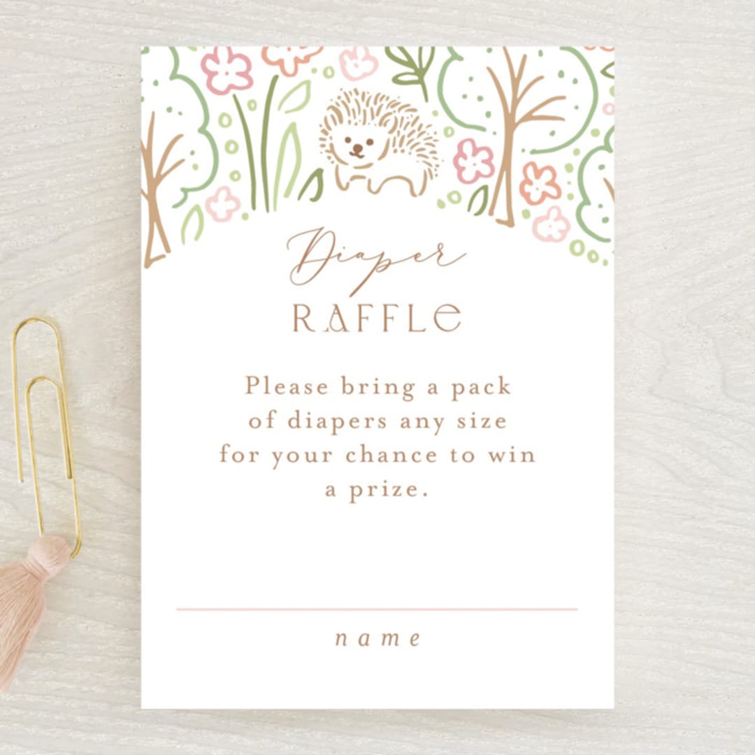 "Woodland Beginnings" - Baby Shower Mini Insert Cards in Watermelon by Jennifer Wick - Front