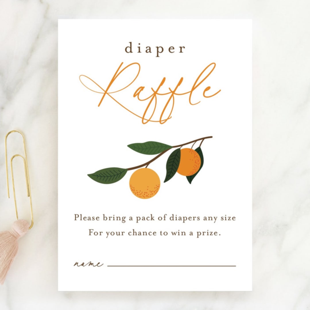 "Little Cutie" - Baby Shower Mini Insert Cards in Clementine by Stacey Meacham - Front