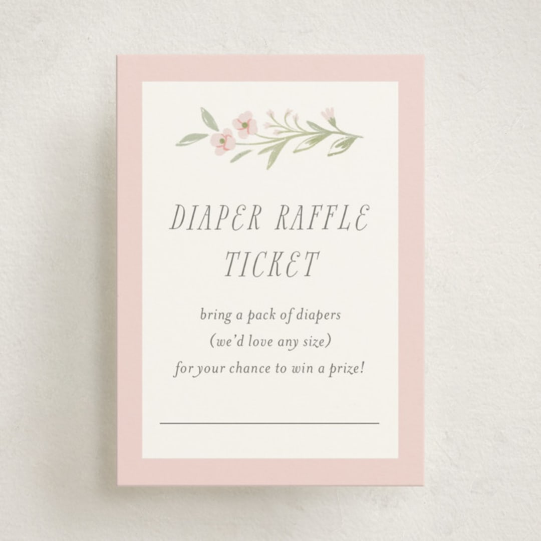 "Dainty Garden" - Baby Shower Mini Insert Cards in Blush by Paper Raven Co. - Front