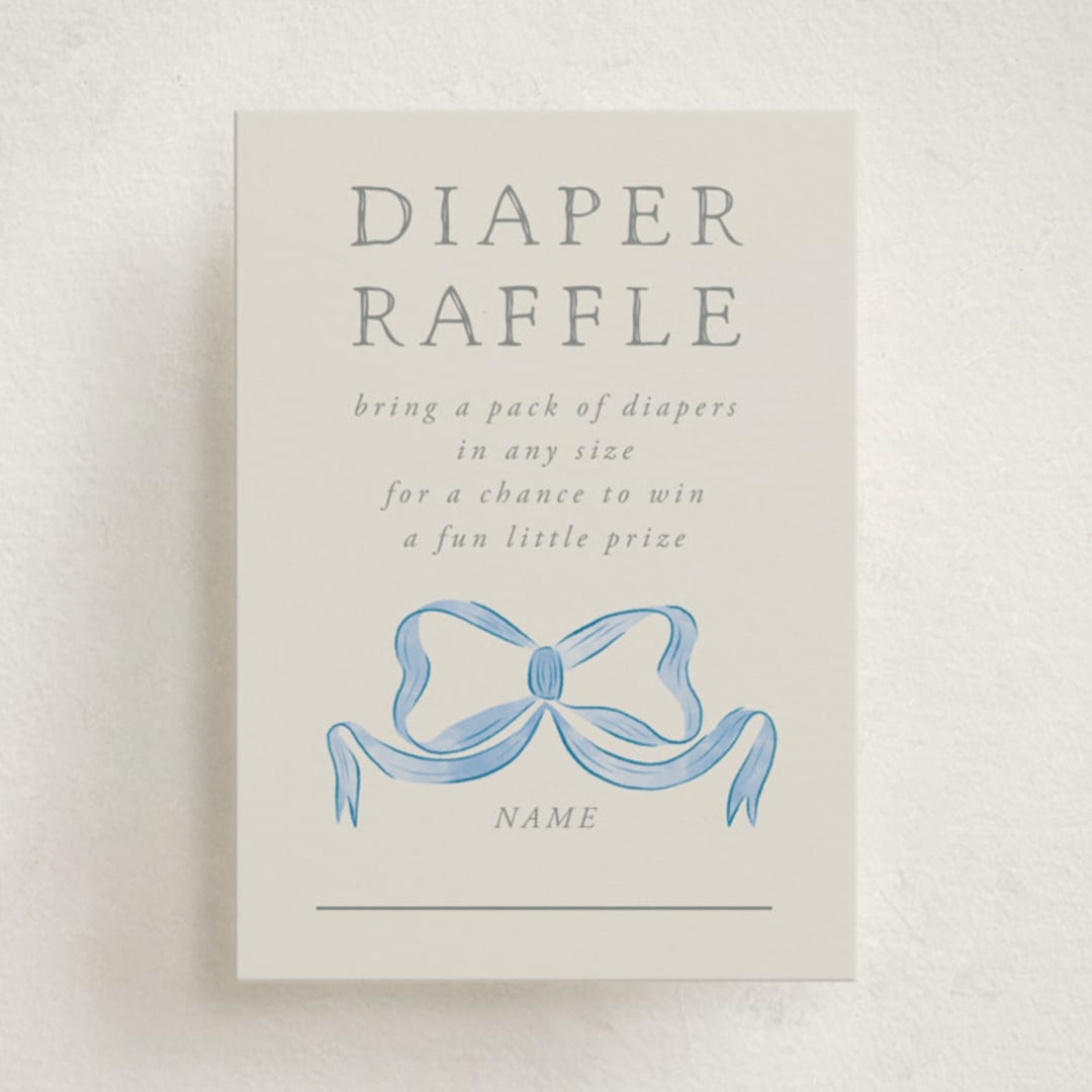 "Vintage Bow" - Baby Shower Mini Insert Cards in Baby Blues by Lehan Veenker - Front