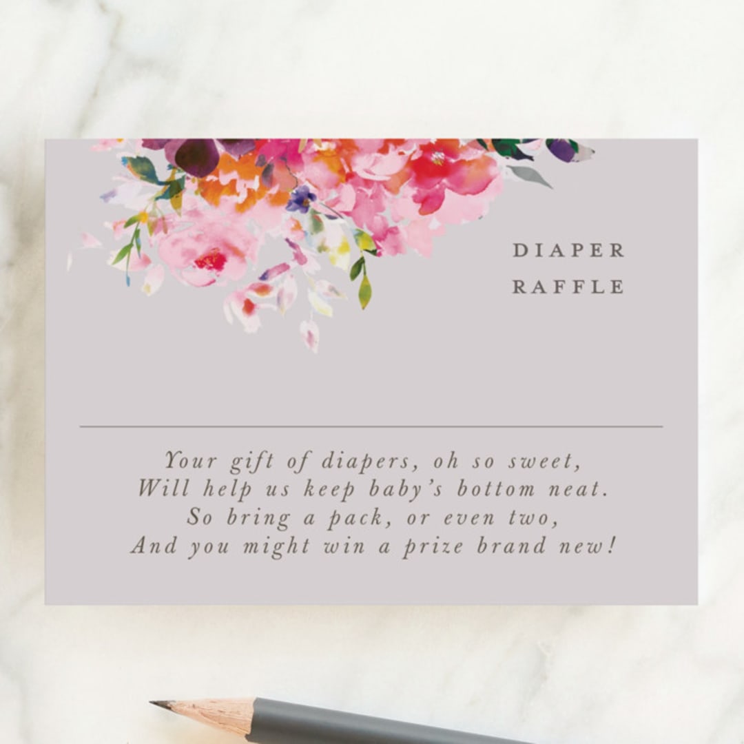 "Blooms" - Baby Shower Mini Insert Cards in Rose by Lori Wemple - Front