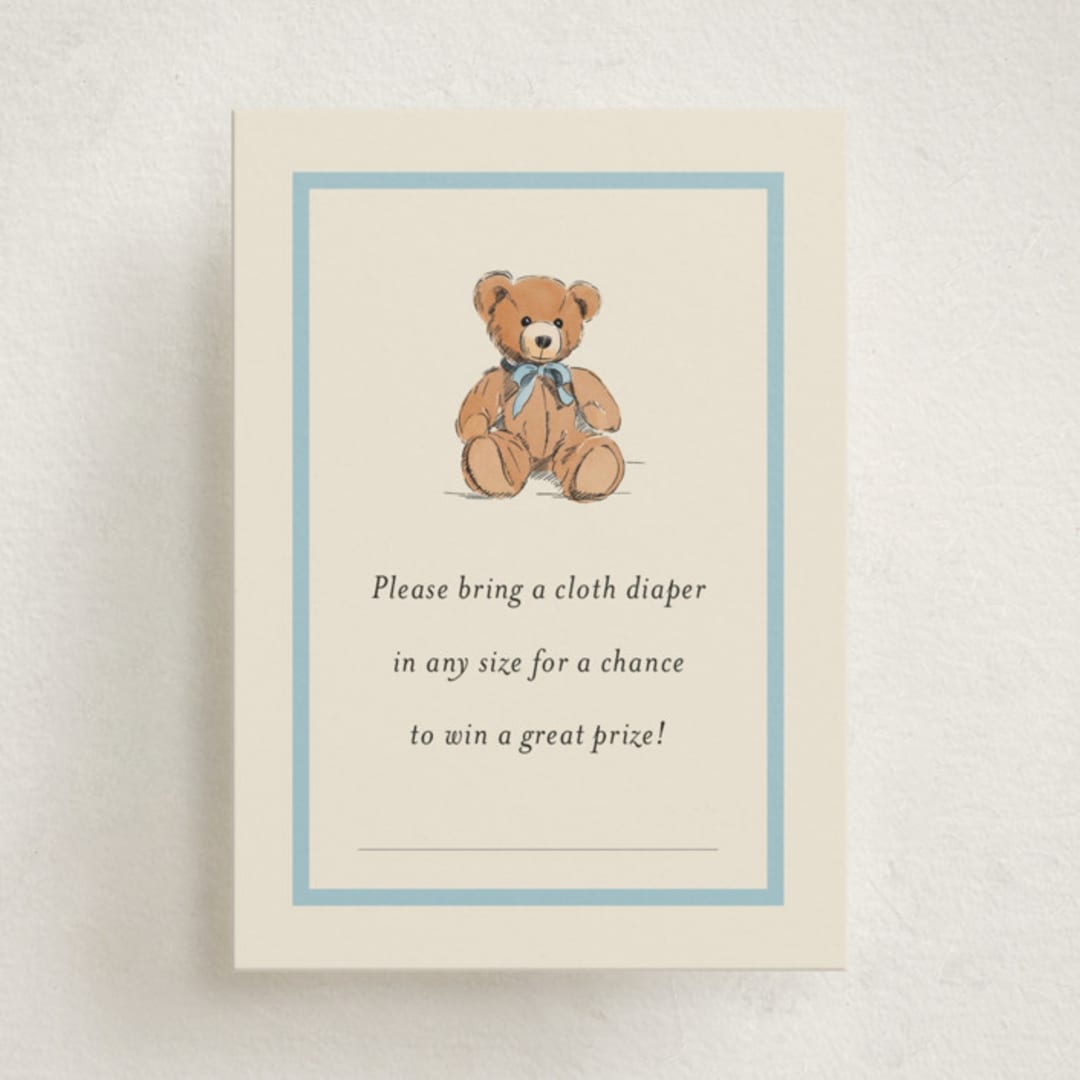 "Antique Teddy Bear" - Baby Shower Mini Insert Cards in Frost by Becky Nimoy - Front