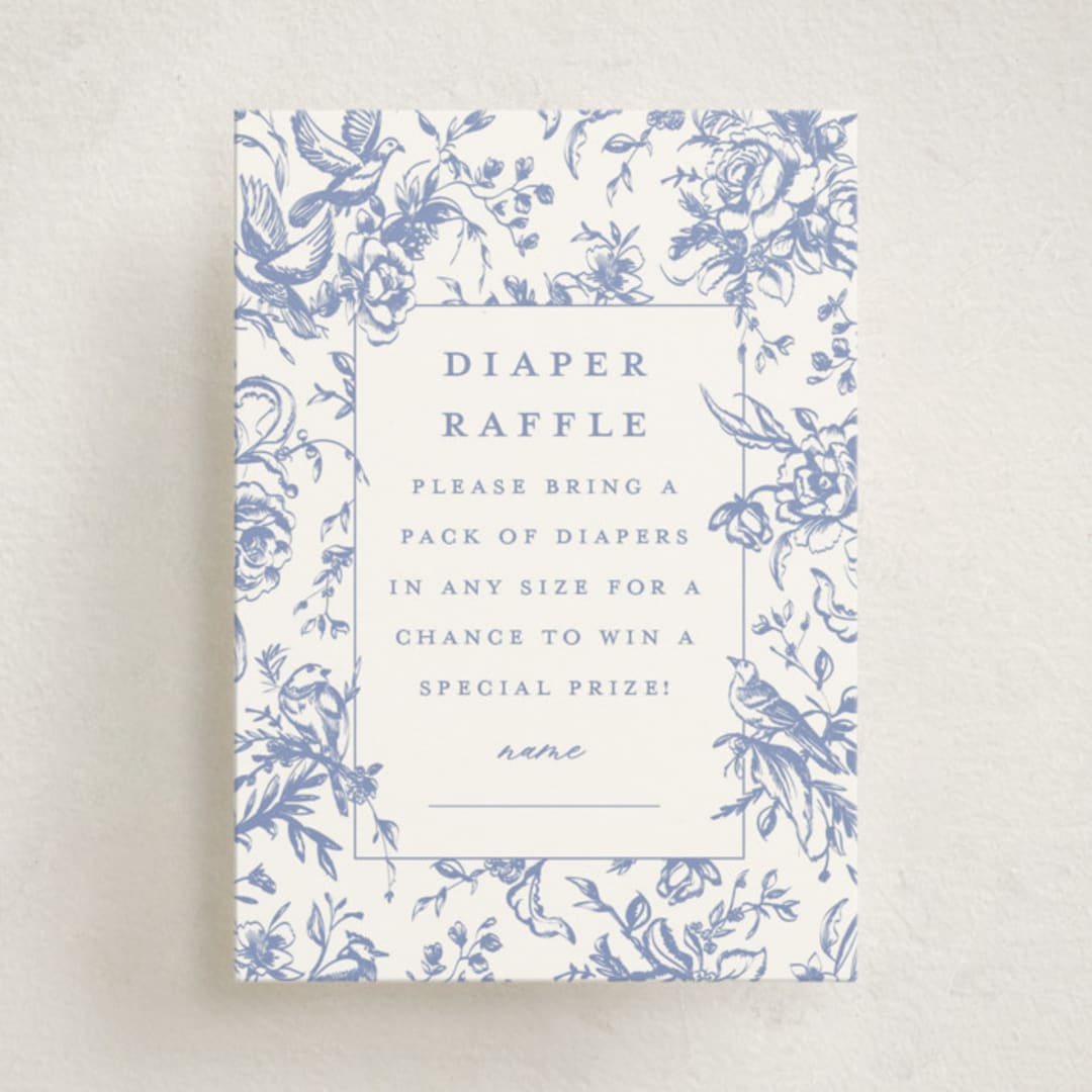 "Dreamy Toile" - Baby Shower Mini Insert Cards in Blueberry by Teju Reval - Front