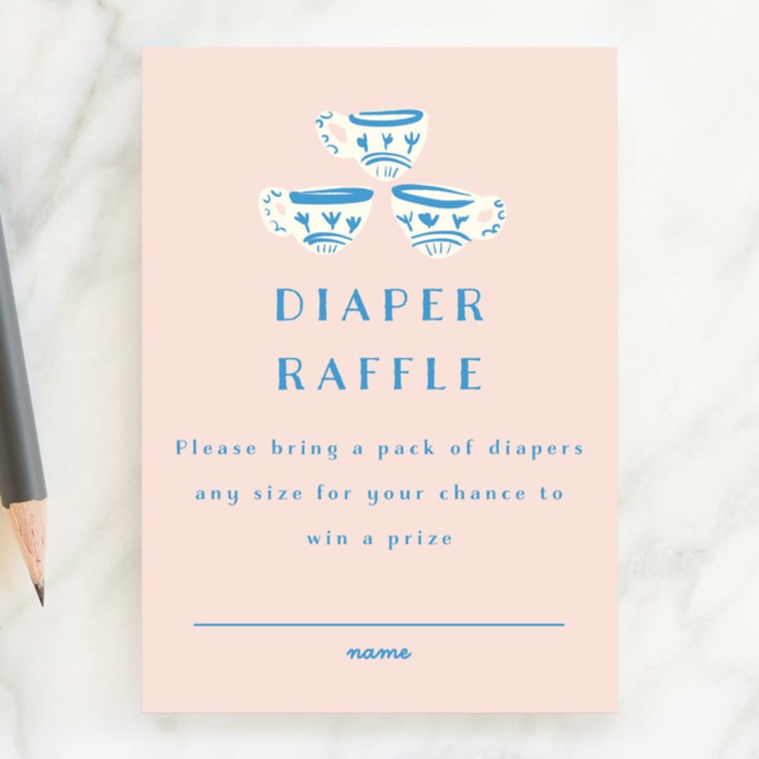 "China Tea Set" - Baby Shower Mini Insert Cards in Blush by Ani Somi - Front