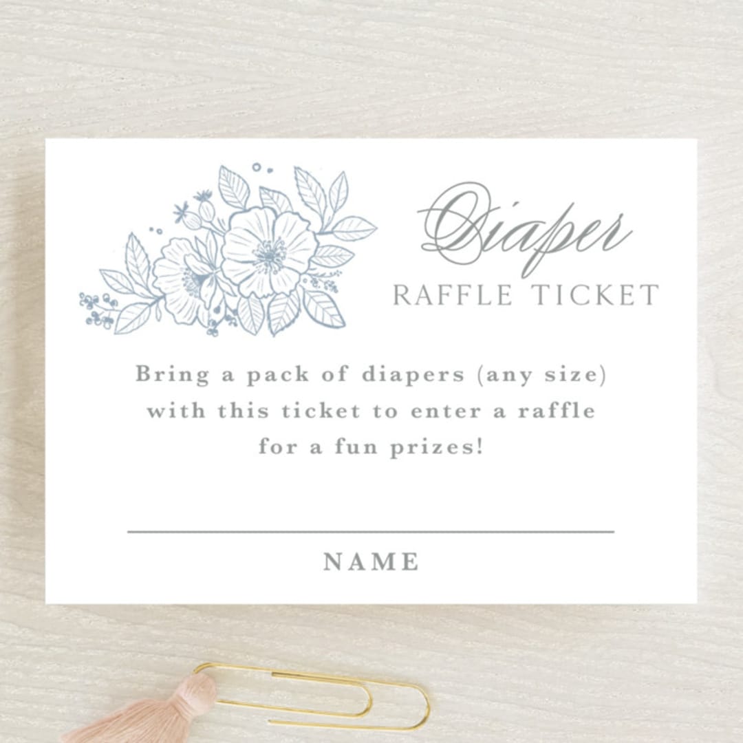 "Wild Roses" - Baby Shower Mini Insert Cards in Powder Blue by Kristen Smith - Front