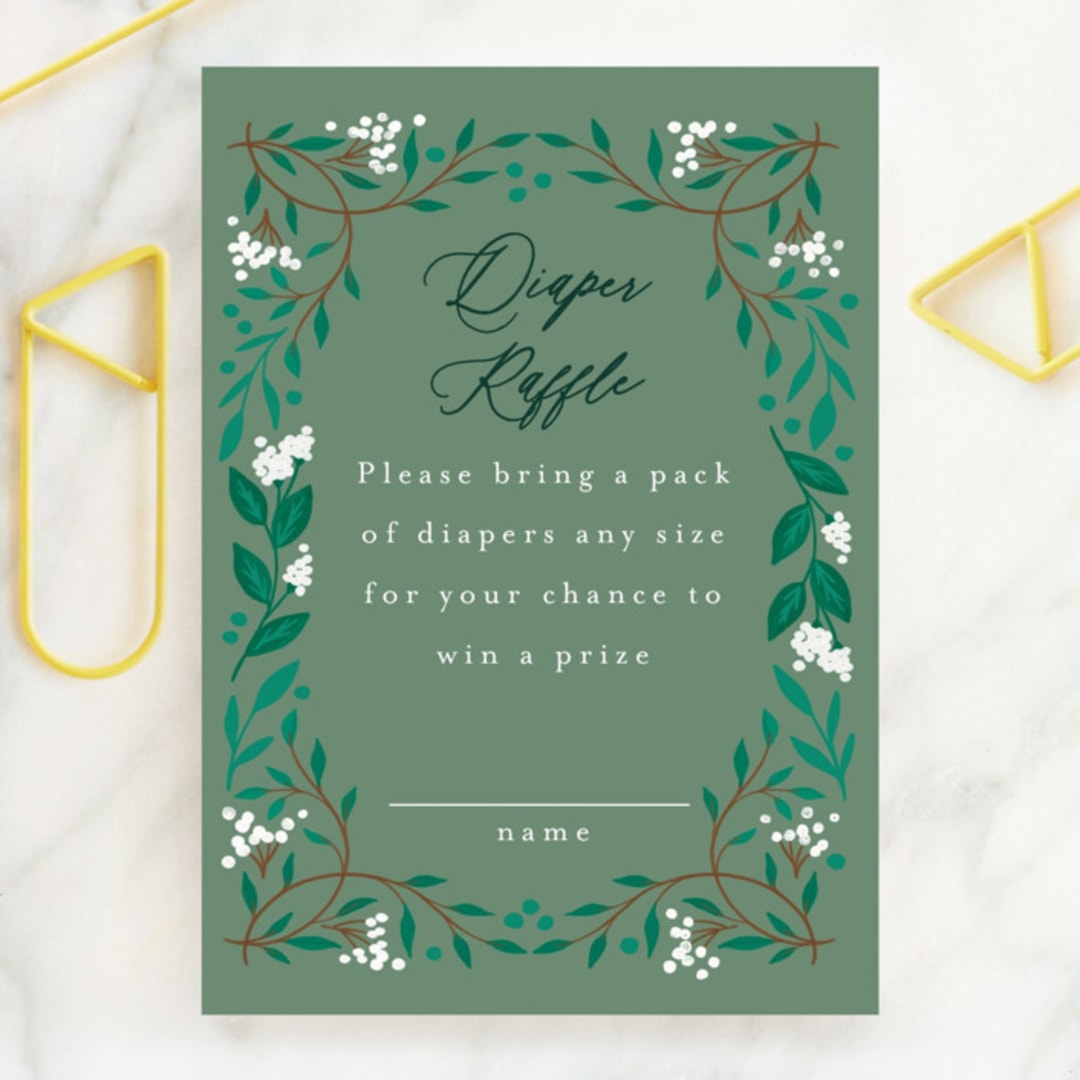 "Illuminated Storybook" - Baby Shower Mini Insert Cards in Evergreen by Alethea and Ruth - Front