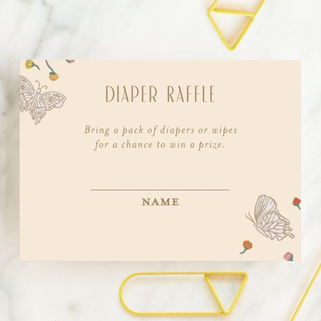 "Gilded Butterfly Garden" - Baby Shower Mini Insert Cards in Ivory by Simona Camp - Front