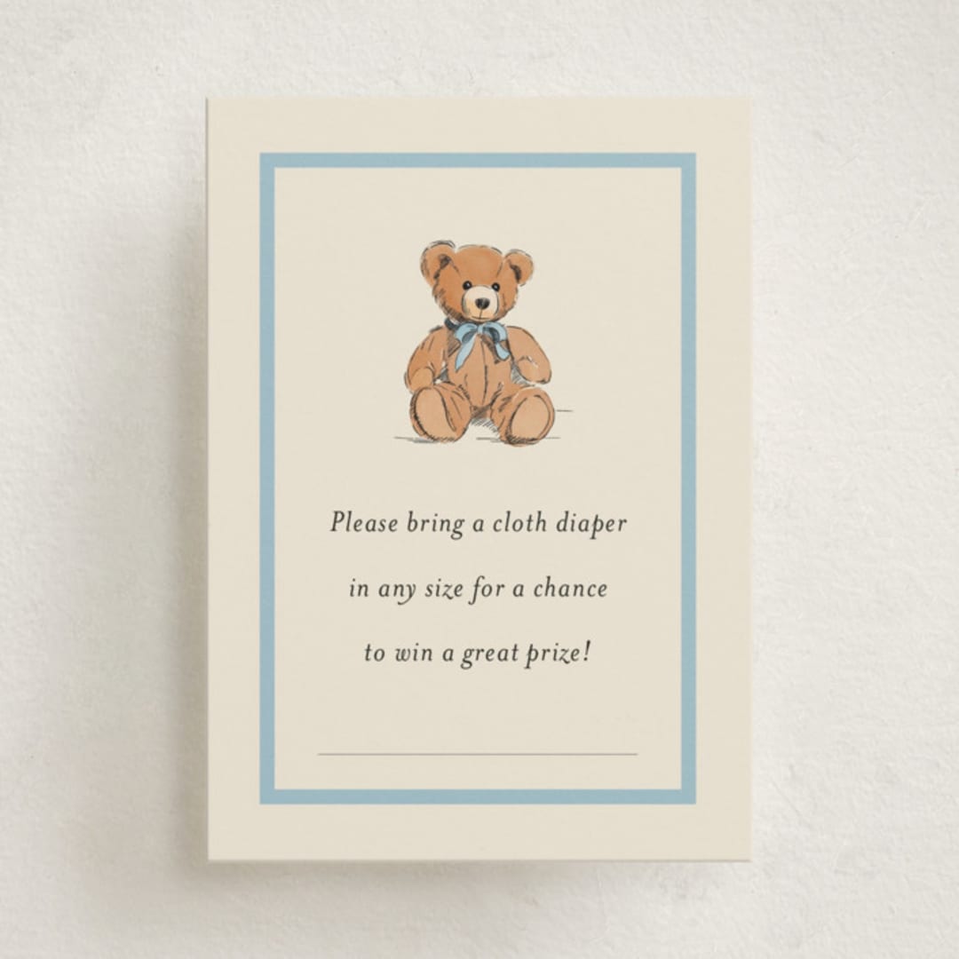 "Antique Teddy Bear" - Baby Shower Mini Insert Cards in Frost by Becky Nimoy - Front