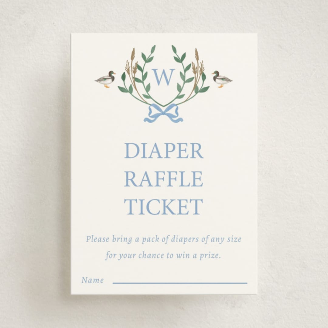 "Southern Mallard Duck" - Baby Shower Mini Insert Cards in Powder by Rebecca Marchese - Front