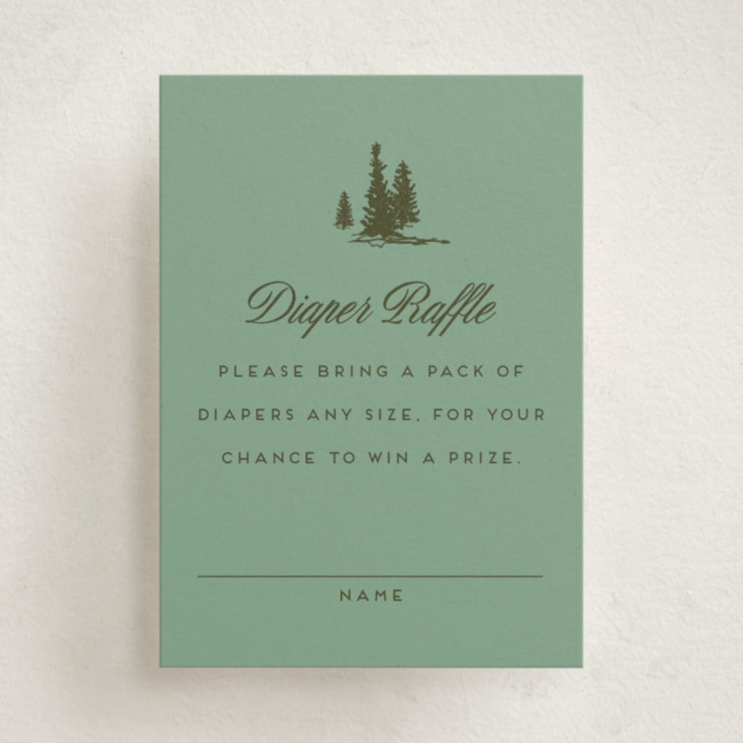 "Winter Cabin" - Baby Shower Mini Insert Cards in Pine by Jen Ramsey - Front