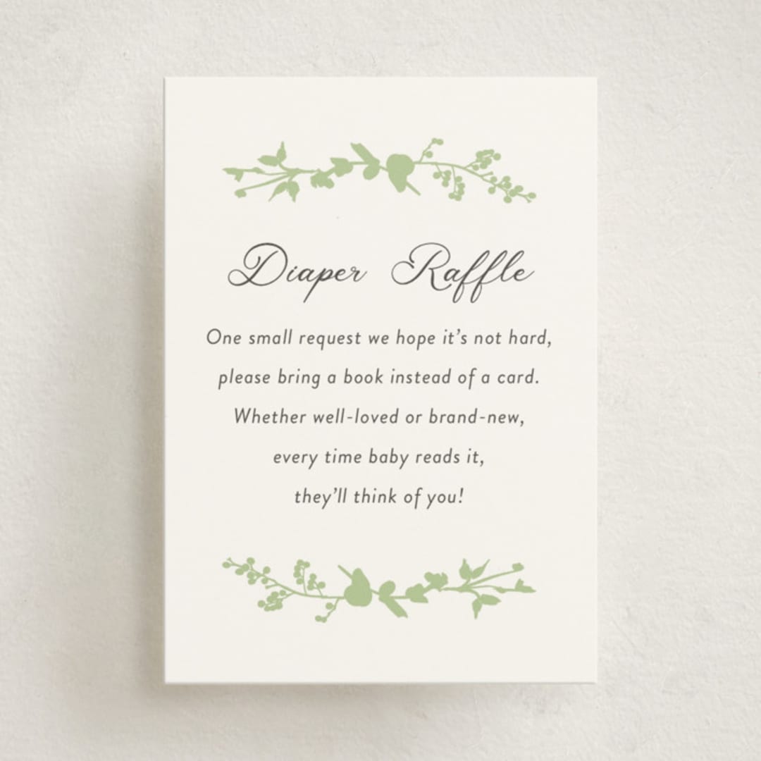 "Flower Garden" - Baby Shower Mini Insert Cards in Mint by Susan Moyal - Front