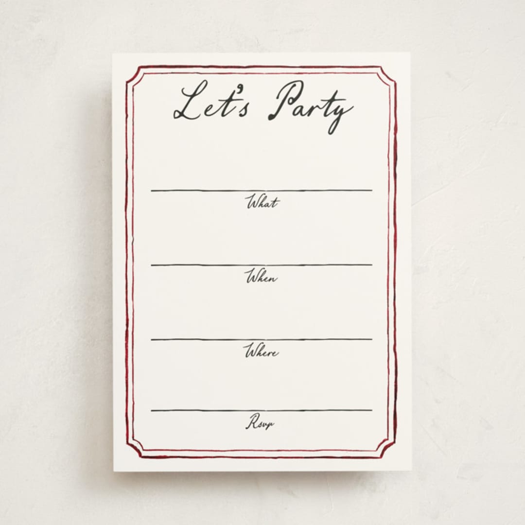 "Handwritten" - Fill-in Invitations in Wine by Cass Loh - Front