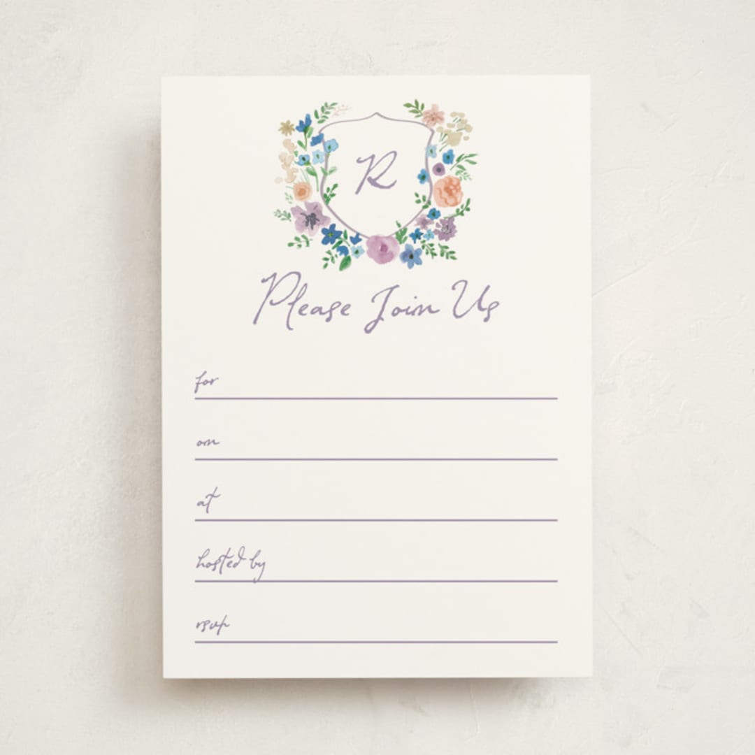 "wildflowers crest" - Fill-in Invitations in Lavender by Cass Loh - Front