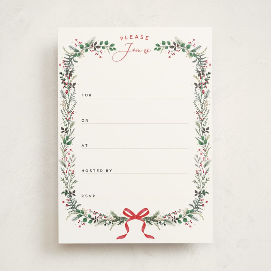 "Festive Vine" - Fill-in Invitations in Crimson by Susan Moyal - Front