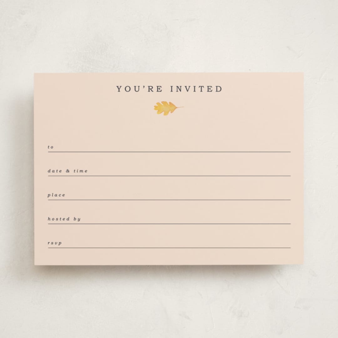 "Single Leaf" - Fill-in Invitations in Oat by Orasie - Front