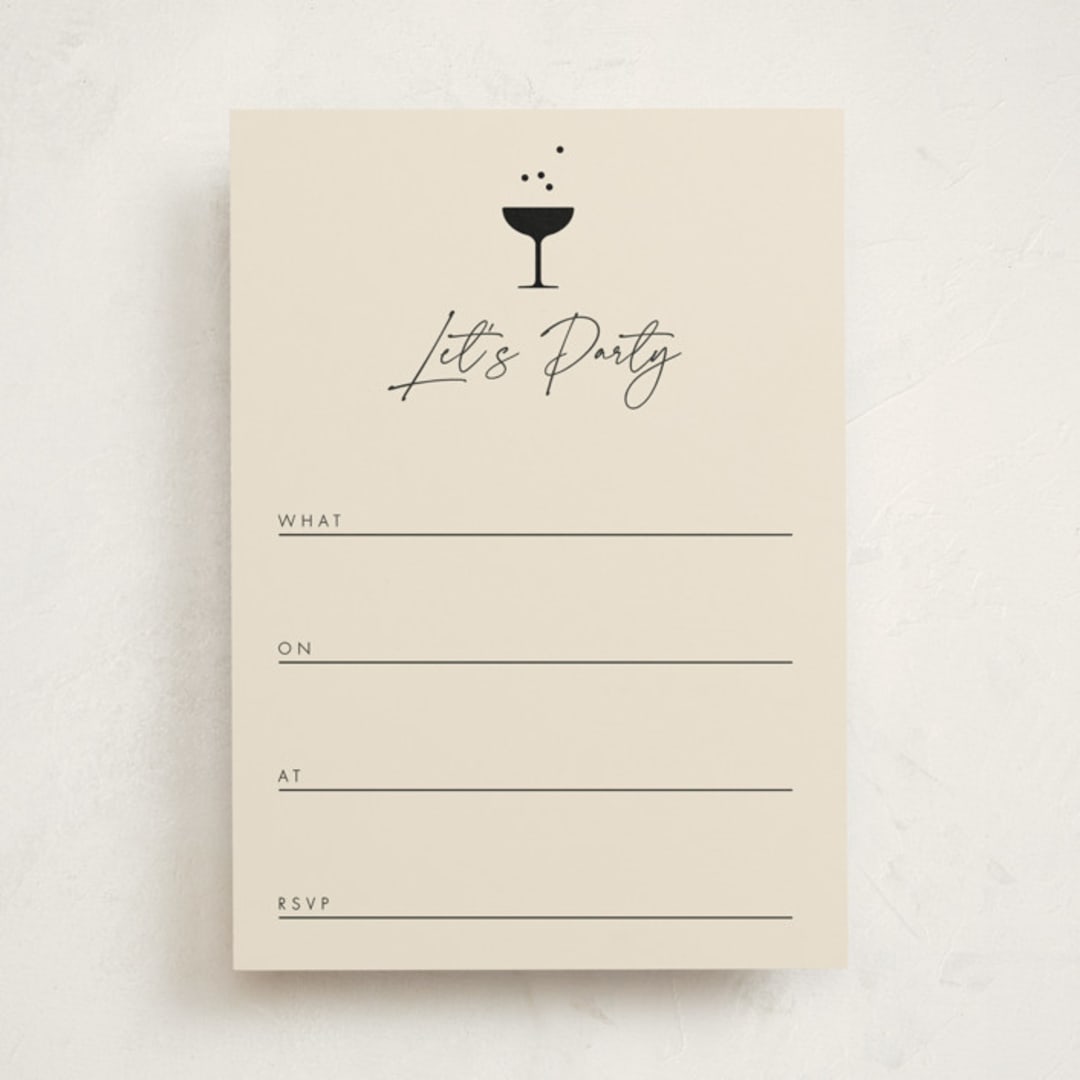 "A Little Shindig" - Fill-in Invitations in Champagne by mo kelley - Front