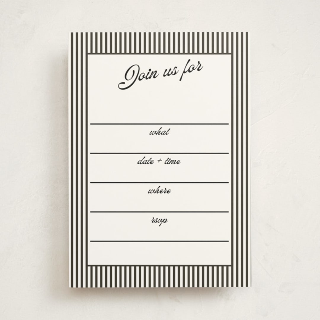 "Vintage Hotel" - Fill-in Invitations in Raven by Morgan Kendall - Front