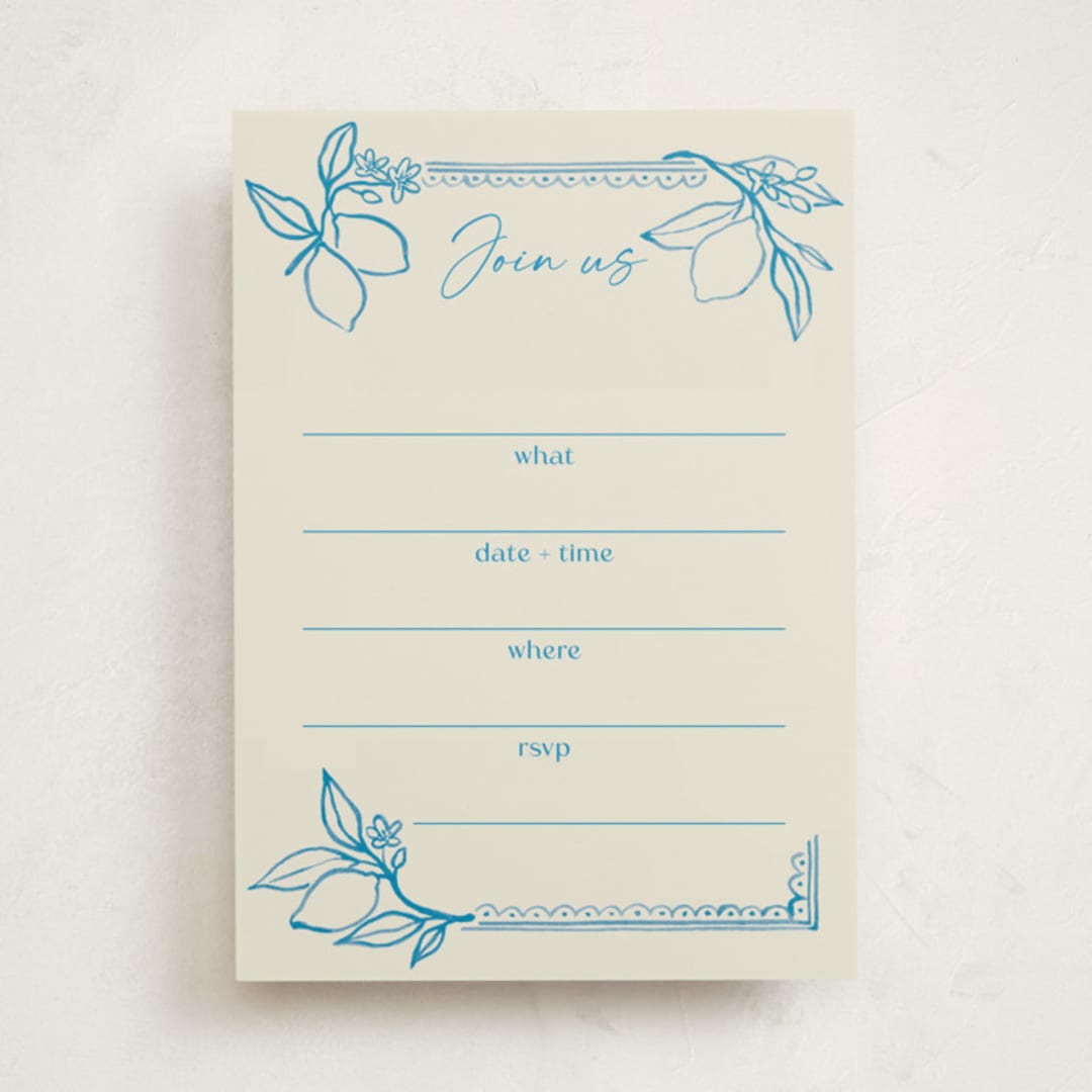 "Mediterraneo" - Fill-in Invitations in Ocean by Pati Cascino - Front