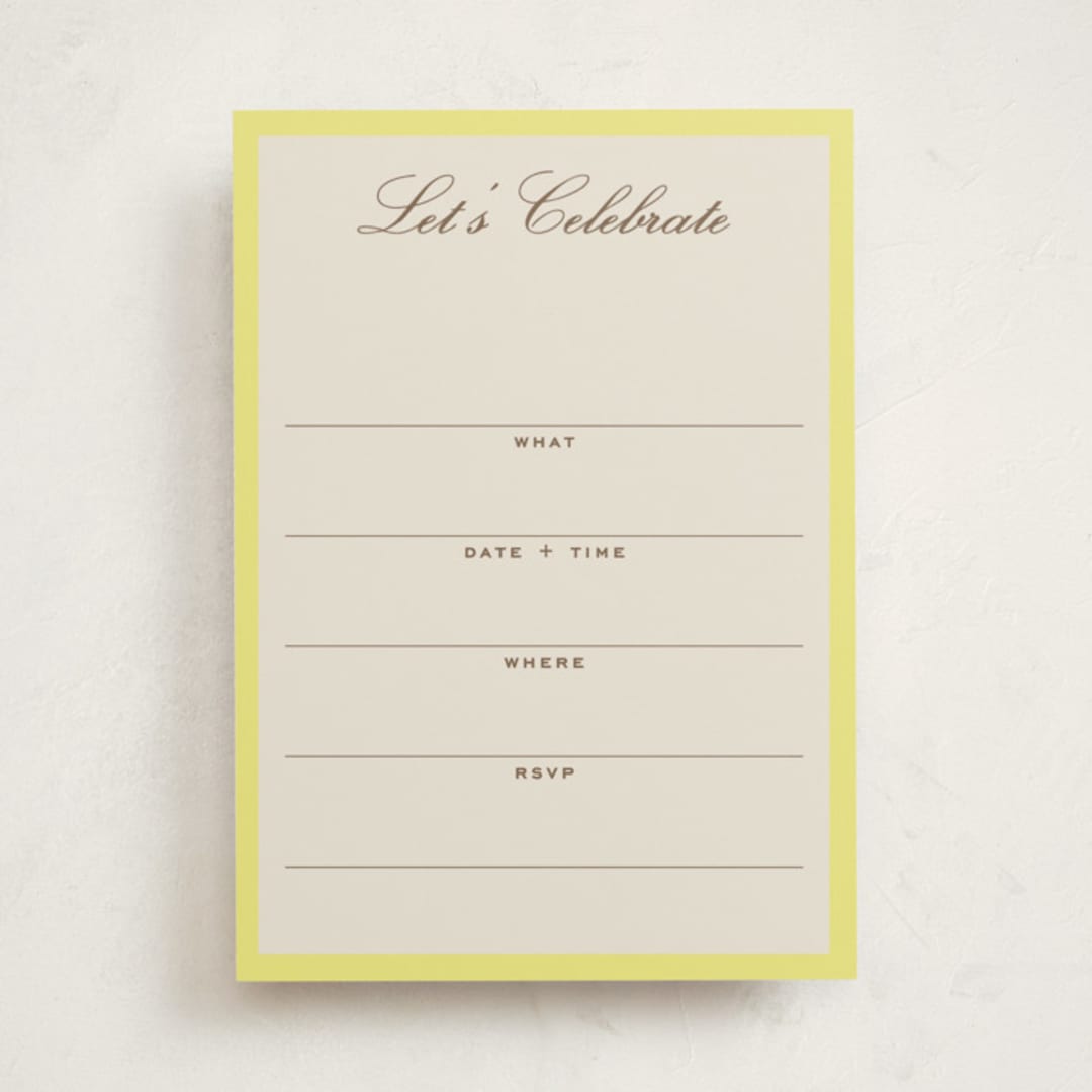 "Campania" - Fill-in Invitations in Limone by Megan Davis - Front