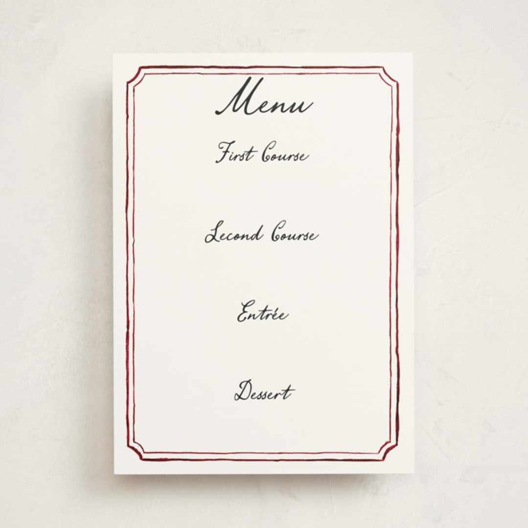 "Handwritten" - Fill-in Menus in Wine by Cass Loh - Front