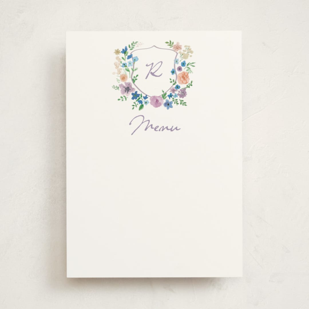 "wildflowers crest" - Fill-in Menus in Lavender by Cass Loh - Front