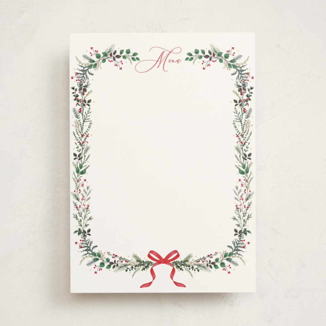 "Festive Vine" - Fill-in Menus in Crimson by Susan Moyal - Front