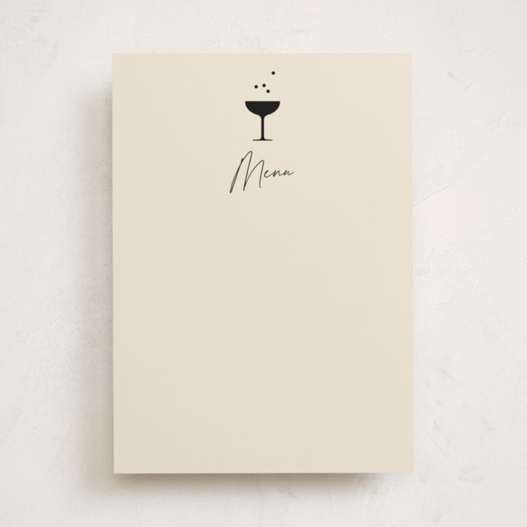 "A Little Shindig" - Fill-in Menus in Champagne by mo kelley - Front