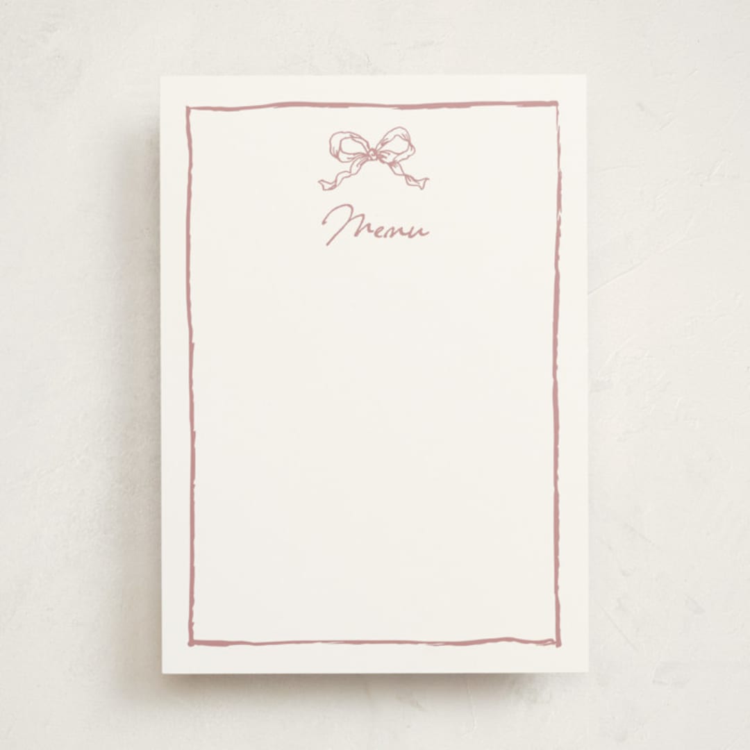 "ribbon bow drawing" - Fill-in Menus in Dusty Pink by Cass Loh - Front