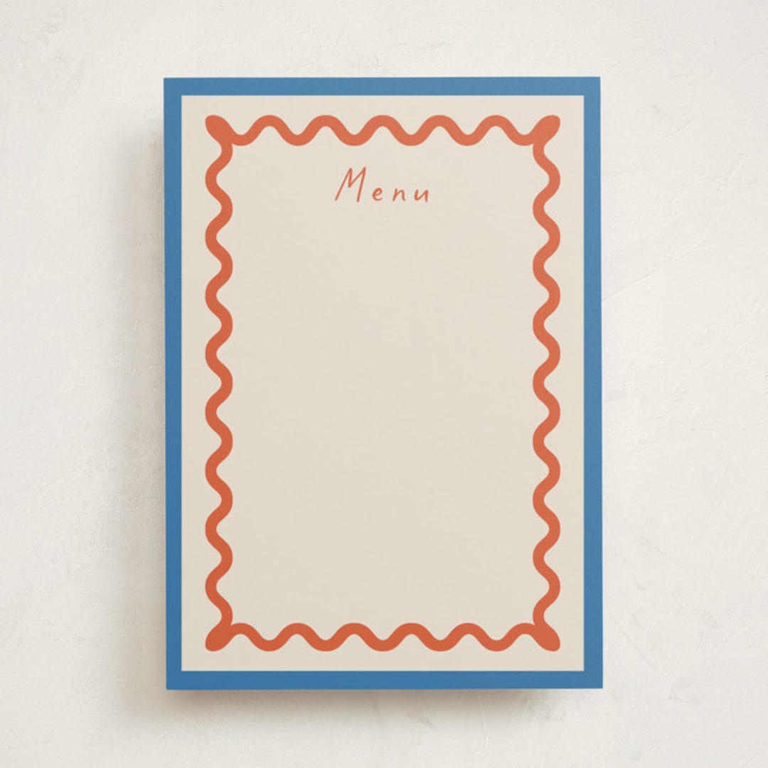 "Party Squiggle" - Fill-in Menus in Papaya by Blustery August - Front