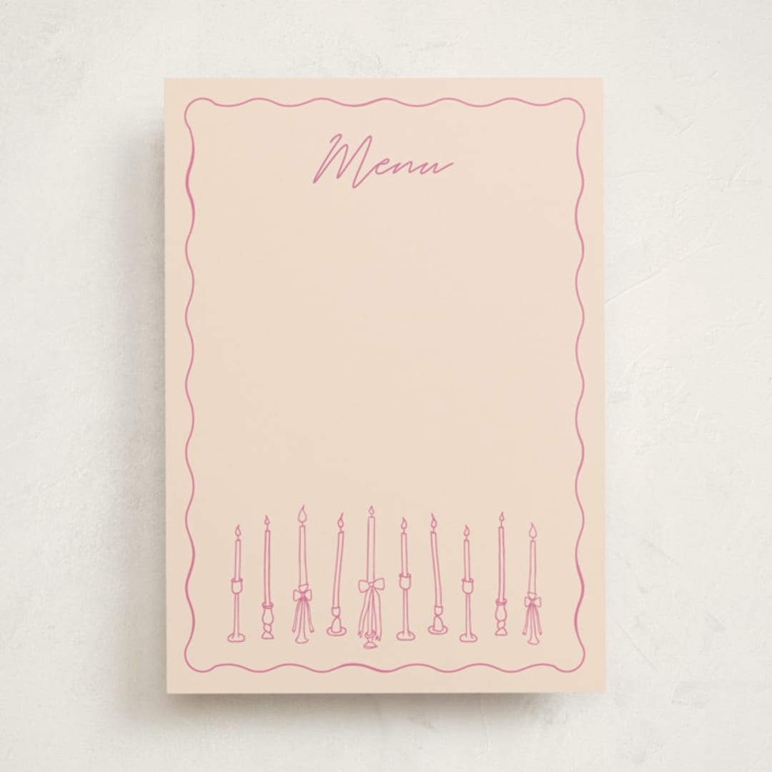 "candlesticks" - Fill-in Menus in Bubblegum by Ellen Schlegelmilch - Front