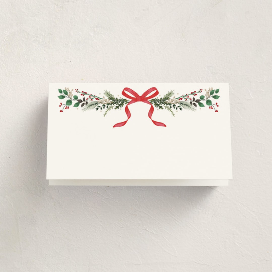 "Festive Vine" - Fill-in Place Cards in Crimson by Susan Moyal - Blank Front